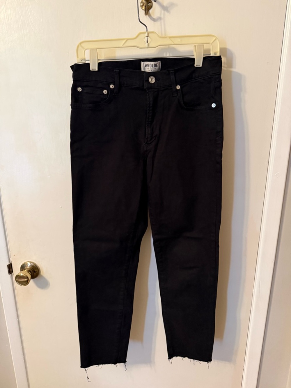 Agolde Black Cropped High-Rise Slim Jeans